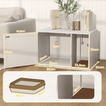 Maison de toilette chat meuble litière pour chat tapis griffoir porte avec poignées style bohème 80 x 50 x 50 cm blanc