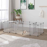 Modulair dierenverblijf voor kleine huisdieren, 20 panelen voor cavia's en egels, 175 x 70 x 45 cm, wit