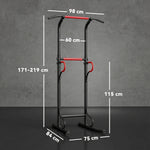 Station de musculation multifonctions barre de traction chaise romaine hauteur réglable acier noir rouge