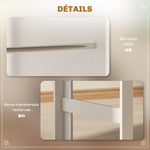 Table de bar table haute de cuisine mange-debout comptoir 112L x 57l x 106H cm - 3 étagères - aspect chêne clair blanc