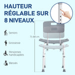 Chaise de Douche siège de Douche Ergonomique Hauteur réglable Pieds antidérapants Charge Max. 136 Kg alu HDPE