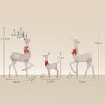 3 cerfs lumineux Noël, en forme de famille de cerfs, rennes lumineux Noël, en acier, 283 LED blanc chaud, or