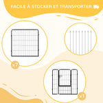 Luxe parc enclos modulable acier époxy porte verrouillable pour chiens, lapins, rongeurs, petits animaux, intérieur et extérieur 80 x 80 cm noir