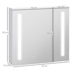 Armoire murale miroir lumineux LED salle de bain 2 portes avec 3 niveaux 70 x 15 x 65 cm blanc