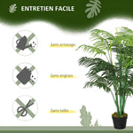 Palmier Artificiel 125 cm avec 18 Grandes Feuilles, Base en Ciment et Mousse de Lichen en PE, pour Salon Chambre, Vert