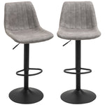 Lot de 2 tabourets de bar style vintage hauteur réglable pivotant avec repose-pied gris