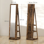 Lockable Swivel Jewelry Armoire with Mirror - Multi-Storage Jewelry Cabinet - Rustic Brown