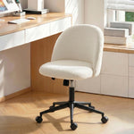 Chaise de Bureau Pivotante en Fourrure Teddy, Hauteur Réglable, Roulettes, Mousse Haute Résilience, Crème
