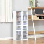 Lot de 2 étagères colonnes Armoire de Rangement CD-DVD 6 + 6 Compartiments dim. 21L x 19l x 88H cm capacité Max. 160 CD Blanc