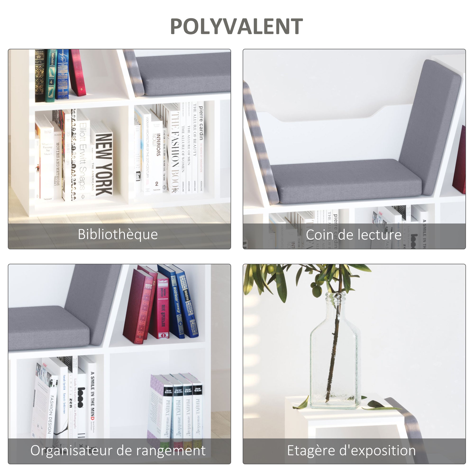 2-in-1 Sitzbank-Regal mit Sitzkissen, Würfelregal mit 6 offenen Fächern und 2 Ebenen, Möbelstück