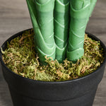 Palmier Artificiel 125 cm avec 18 Grandes Feuilles, Base en Ciment et Mousse de Lichen en PE, pour Salon Chambre, Vert