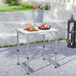 Table Pliante Table de Camping Table de Jardin Hauteur réglable Aluminium MDF Blanc