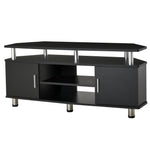 Meuble TV meuble télé bois banc TV pour téléviseur jusqu'à 55 pouces avec grand plateau, placards à portes et
