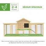 Poulailler clapier modèle chalet multi-équipé : rampes, nichoirs, plateau, en bois massif 204 x 85 x 93 cm bois naturel