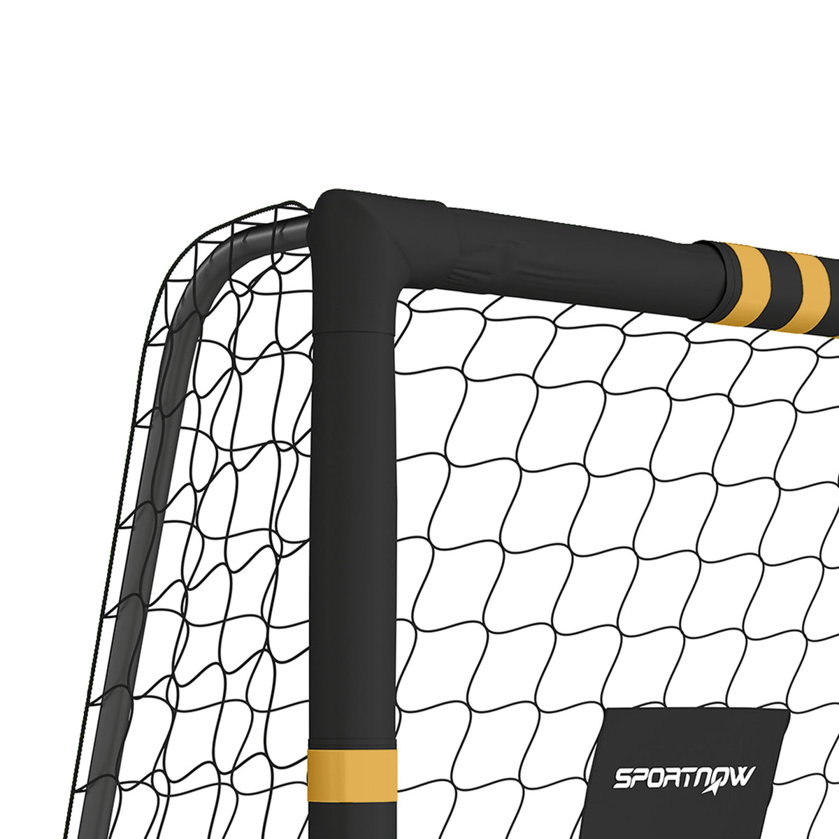 But de Football avec Mousse de Protection, 5 Piquets de Sol et Filet en PE, 180x60x120cm, Jaune