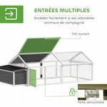 Poulailler pour poules cage à poule avec nichoir porte et toit ouvrable pour 4 et 8 poules 240 x 112,5 x 76 cm blanc