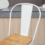 Lot de 4 tabourets de bar industriel avec dossier repose-pied hauteur assise 76 cm métal crème