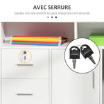 Support d'imprimante à 2 tiroirs meuble de rangement sur roulettes étagères ouvertes et placard, 100 x 35 x 65 cm, blanc