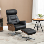 Fauteuil relax avec repose-pied, fauteuil de relaxation avec dossier inclinable, têtière réglable, 80x84x108cm, noir