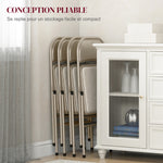 Lot de 4 chaises pliantes chaises de salle à manger portables cadre en acier dim. 45l x 46P x 78H cm beige
