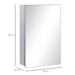 Armoire miroir de salle de bain en acier inoxydable armoire murale de toilette 39 x 12 x 60 cm