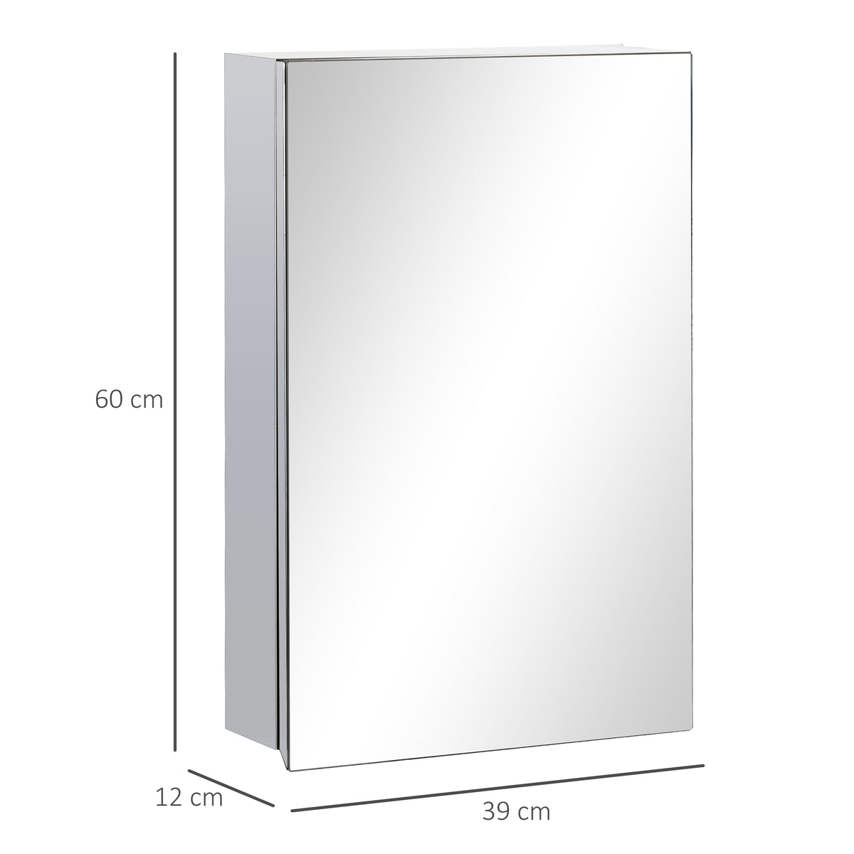 Armoire miroir de salle de bain en acier inoxydable armoire murale de toilette 39 x 12 x 60 cm