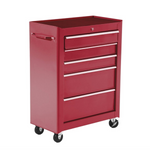 Carro de herramientas con ruedas, carro de taller de acero con 5 cajones bloqueable con 2 llaves, 61,5 x 33 x 82,5 cm, rojo