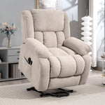 Elektrische sta-op-stoel, massage en verwarming, voetensteun, verstelbare rugleuning, afstandsbediening, 93x104x100cm, beige