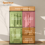 Armoire de rangement, penderie portable avec 2 barres de suspension et 6 étagères, 111 x 43 x 185 cm, noir