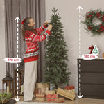 Sapin de Noël artificiel 180 cm, arbre de Noël slim avec 200 lumières 8 modes d'éclairage 605 branches articulées, vert