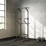 Power Tower Dip Station, Barre de traction, Barre de dips, Hauteur Réglable, Poignées en Forme U, 98x102x180-212cm, Noir