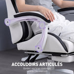 Siège gaming fauteuil gaming dossier inclinable 135° avec appui-tête repose-pieds 65l x 65P x 121-129H cm blanc et noir