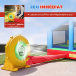 Château gonflable 4 en 1, aire de jeux avec souffleur, toboggan, piscine à balles, jeu de lancer d'anneaux, multicolore