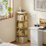 Bibliothèque Rotative à 4 Niveaux, Étagère Rangement avec 16 Compartiments, 39 x 39 x 128,3 cm, Chêne