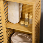 Armoire de salle de bain en bambou 1 étagère réglable design naturel 30 x 19,9 x 70 cm naturel