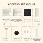 Parc enclos modulable DIY, 2 niveaux, enclos pour petits animaux, hamsters, lapins, cochon d'inde, panneaux grillagés, 45 panneaux, 175 x 105 x 70 cm, noir