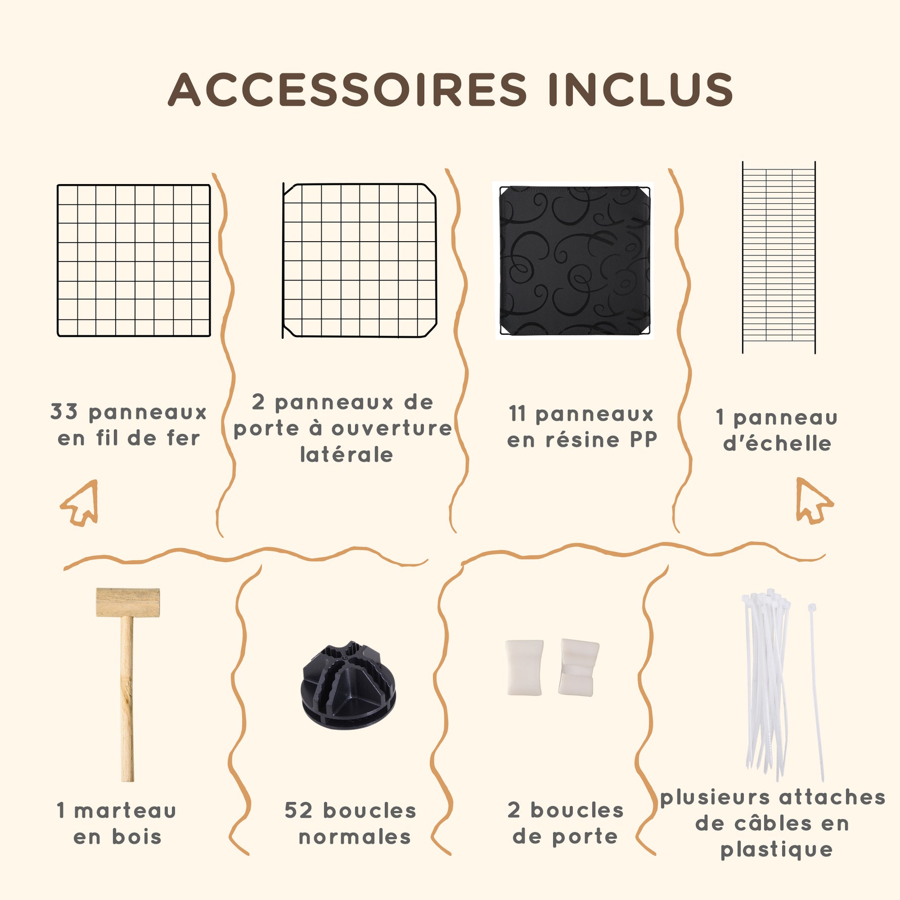 Parc enclos modulable DIY, 2 niveaux, enclos pour petits animaux, hamsters, lapins, cochon d'inde, panneaux grillagés, 45 panneaux, 175 x 105 x 70 cm, noir