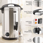 Distributeur d'Eau Chaude en Inox 8L 1500 W, 9 Niveaux de Température 30-110 °C, Maintien au Chaud, Robinet, Argenté