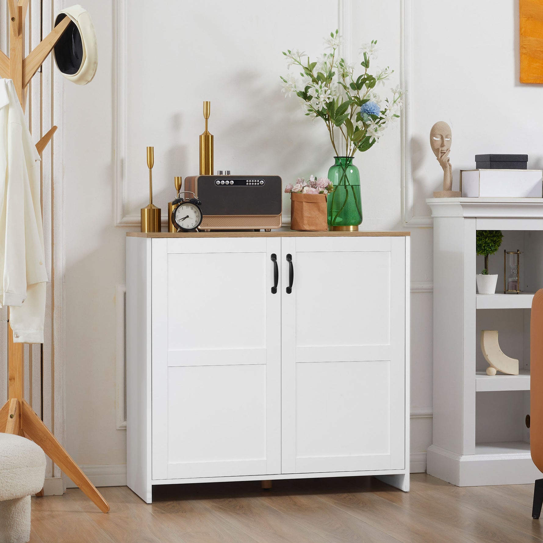 Meuble de rangement buffet cuisine avec 2 portes et 2 étagères réglables 90 x 39,5 x 88 cm