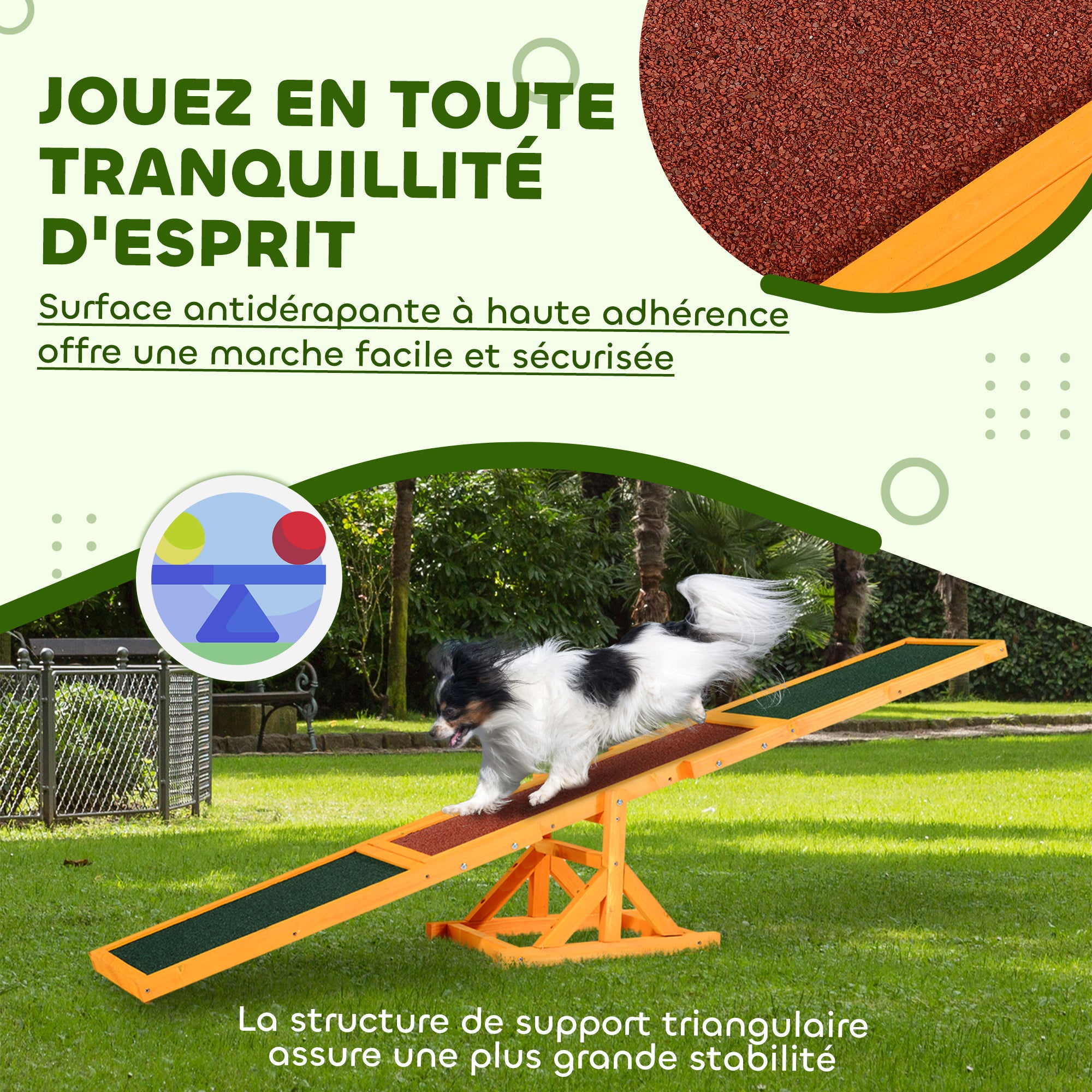 Agility sport pour chien bascule - bascule pour chien - équipement entrainement chien - bois pré-huilé feutre