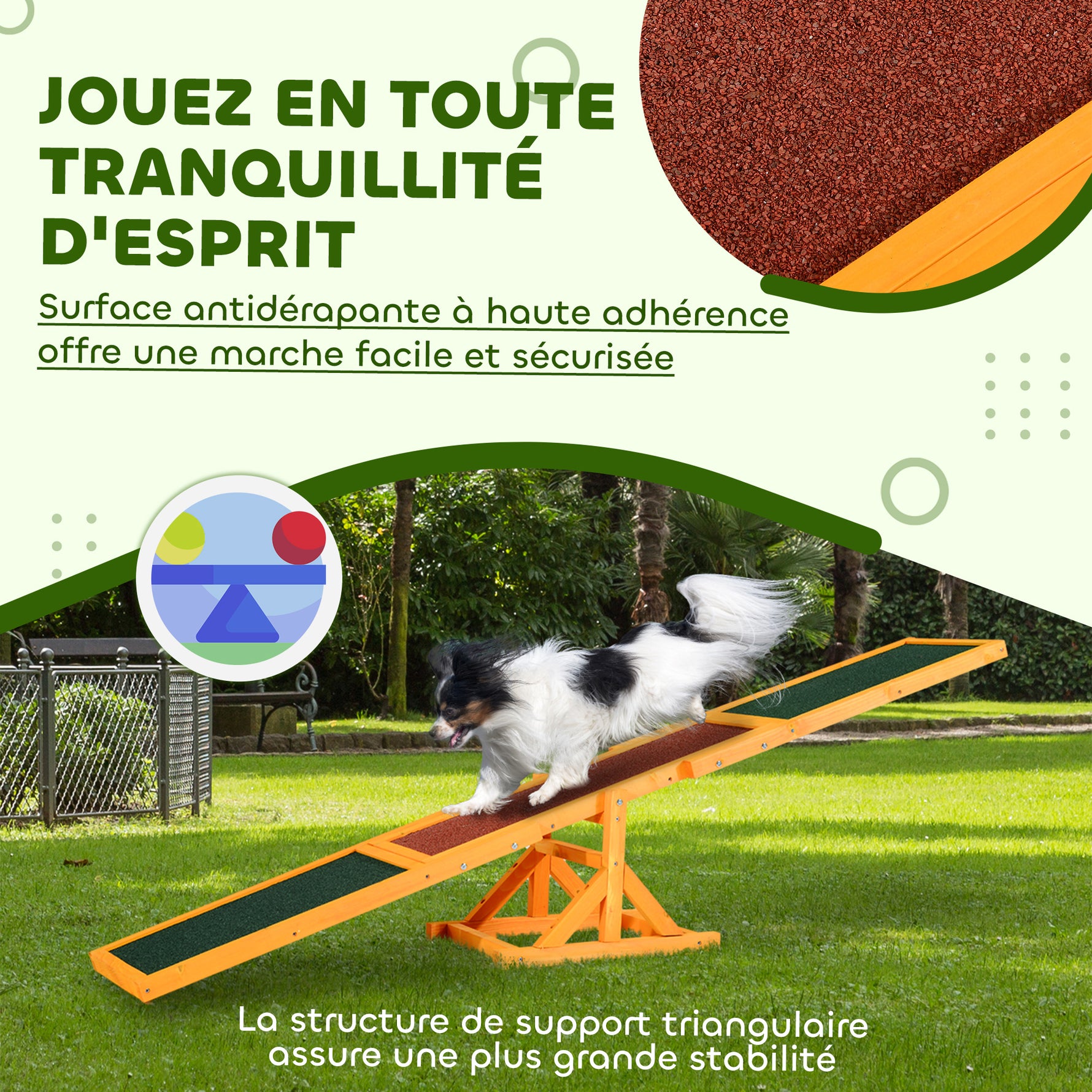Agility sport pour chien bascule - bascule pour chien - équipement entrainement chien - bois pré-huilé feutre