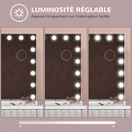 LED ispilu argiztatua, intentsitate erregulagarria, handiagotze-ispilua, USB kargatze-ataka, 80 x 62 cm