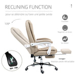 Fauteuil de bureau manager chaise pour ordinateur avec repose-pied dossier inclinable accoudoirs rembourrés en lin beige