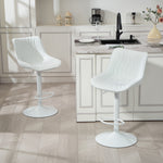 Lot de 2 tabourets de bar, chaises de bar structure en acier hauteur réglable 92-110 cm, dossier repose-pieds blanc