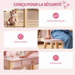 Toeletta per bambini in legno con specchio e sgabello, tavolo da trucco per bambini con cassetto e ripiano, da 3 a 6 anni, rosa