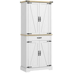 Armoire de cuisine buffet cuisine, 4 portes, 6 étagères à porte,1 tiroir et étagères réglables 76,5 x 40 x 181 cm blanc