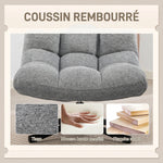 Fauteuil salon sans accoudoirs, chaise pivotante en tissu chenille, assise large, 75 x 95 x 90 cm, gris