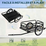 Remorque vélo remorque de transport pour vélo 70L 139L x 71,5l x 49H cm barre d'attelage universelle acier noir