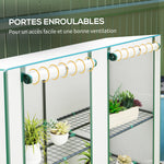 Serre de jardin avec étagères métalliques à 3 niveaux serre de balcon couverture PE toit incliné 144 x 48 x 152 cm blanc