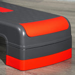 Stepper aérobic fitness hauteur réglable 3 niveaux surface antidérapante 78 x 28 x 20 cm gris et rouge